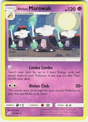 Carta alolan marowak pokemon - carta,