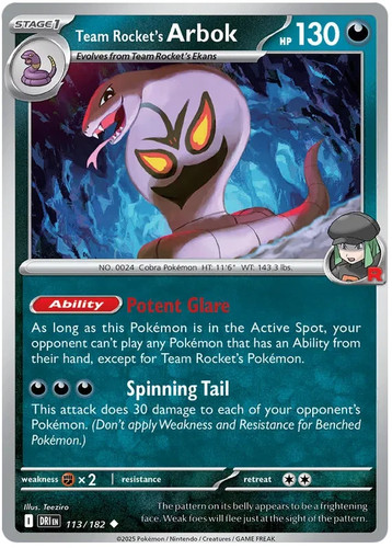 Carta team rocket arbok - carta,